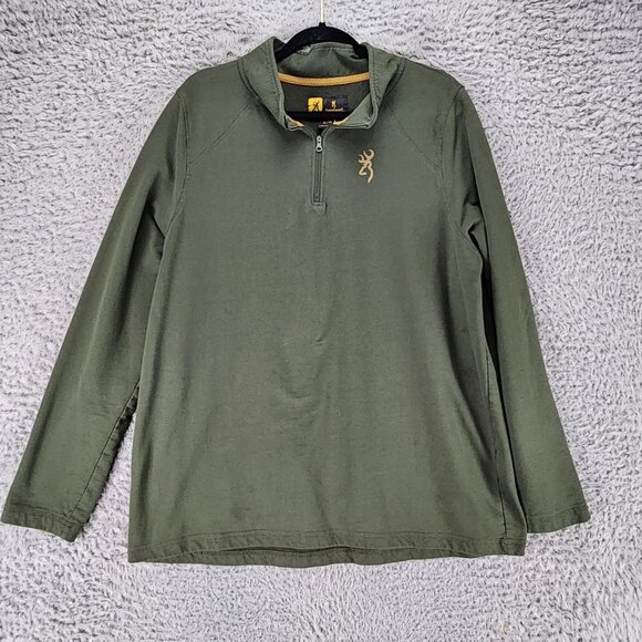 Browning Shirt Mens XL Green Long Sleeve 1/4 Zip Pullover *GUC* - Picture 1 of 10
